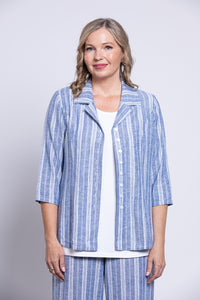 Samantha S/S Top, Denim Stripe, Linen Viscose