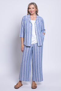Samantha S/S Top, Denim Stripe, Linen Viscose