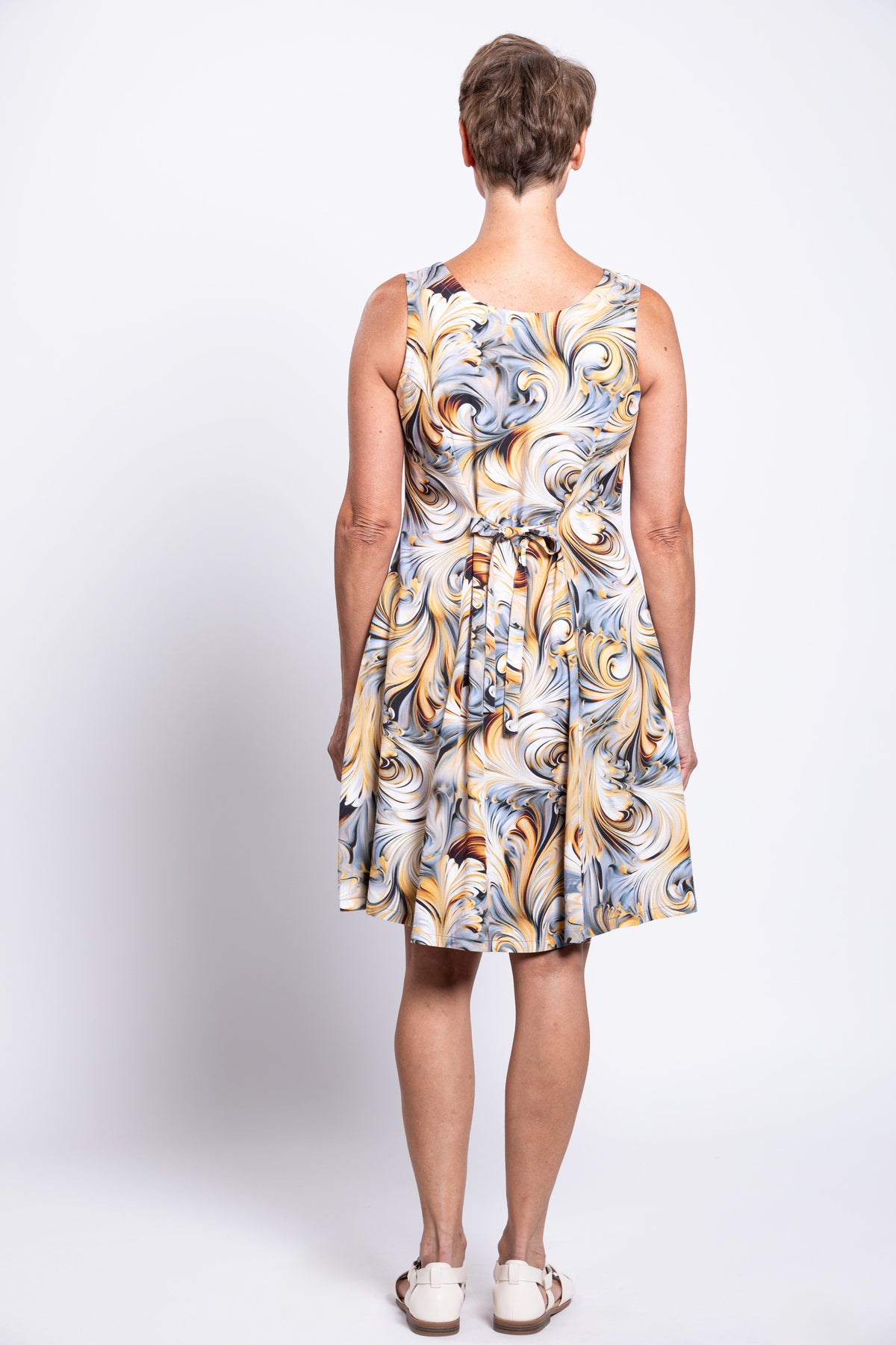 Sara Dress, Coffee Marble, Rayon