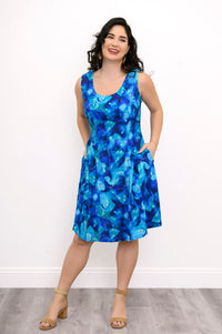 Sara Dress, Ocean Reef, Linen Bamboo