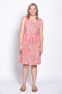 Sara Dress, Red Mosaic