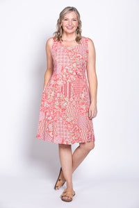 Sara Dress, Red Mosaic