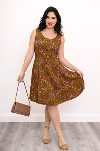 Sara Dress, Sand Pansy, Linen Bamboo