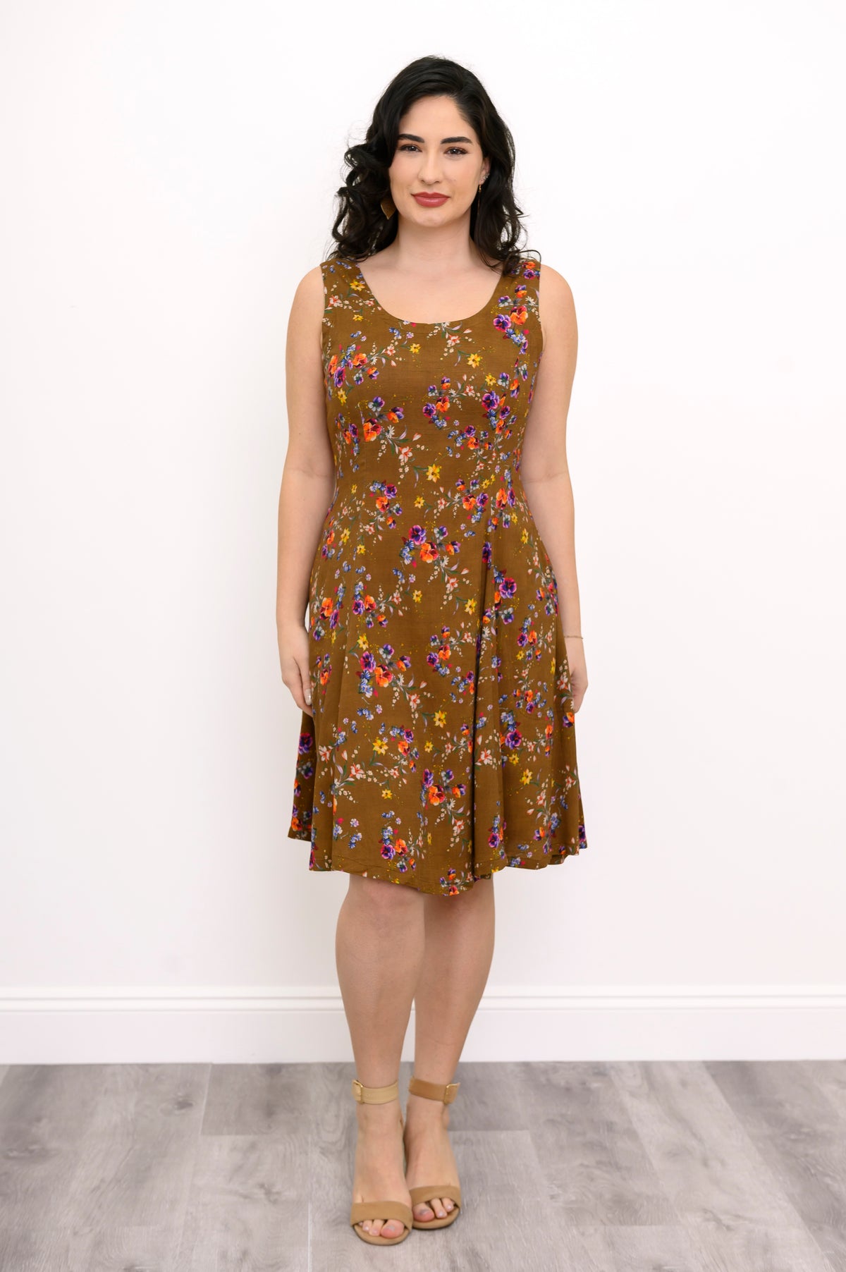 Sara Dress, Sand Pansy, Linen Bamboo