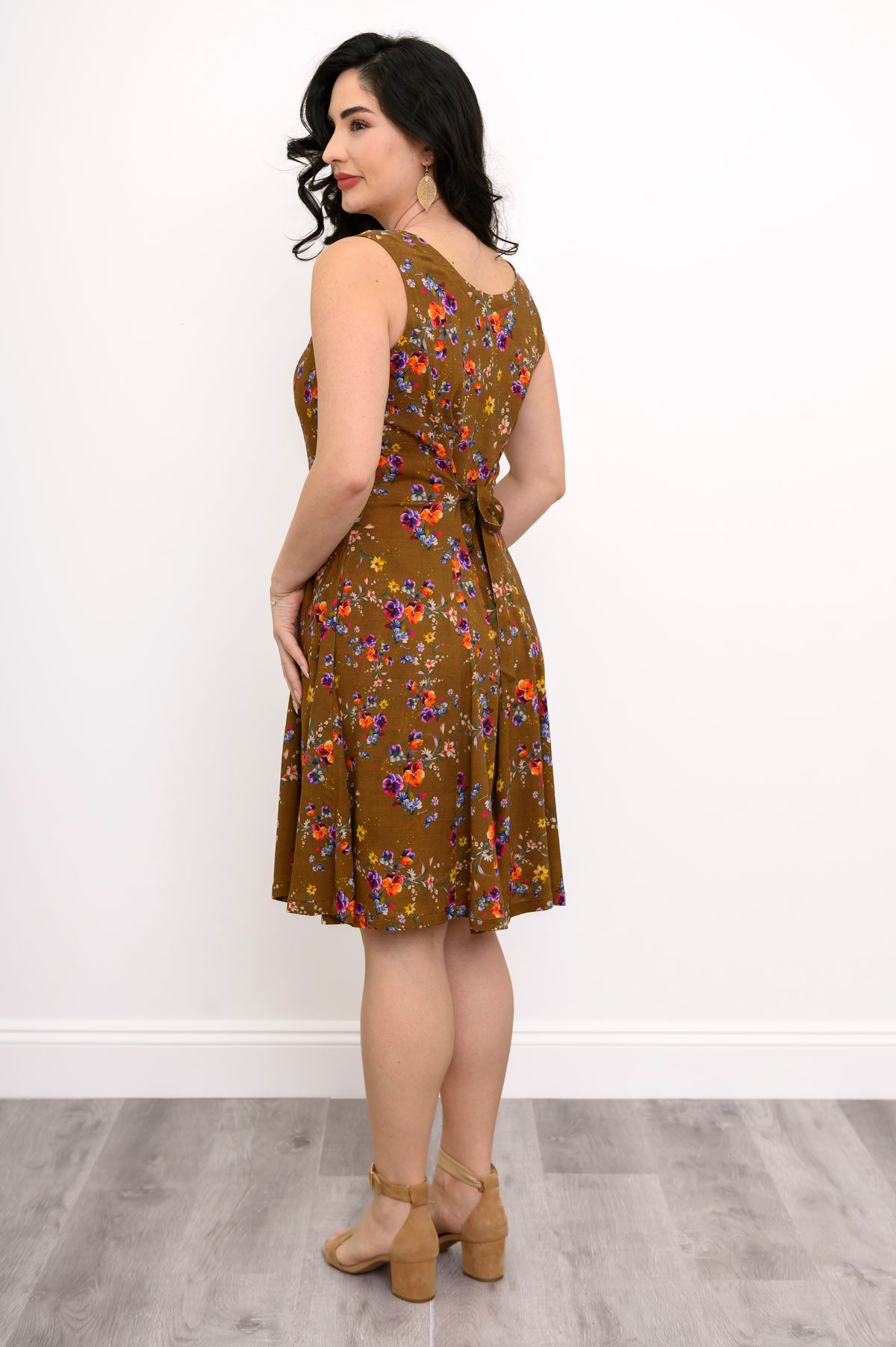 Sara Dress, Sand Pansy, Linen Bamboo