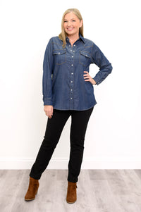 Sara Jane Blouse, Dark Denim