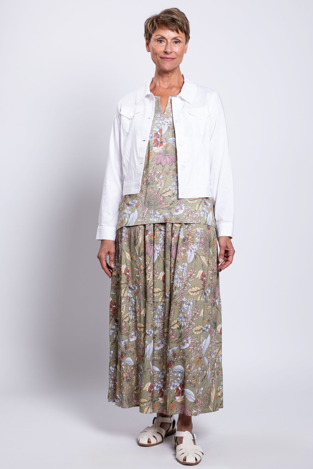 Scarlette Tank, Khaki Primavera, Linen Bamboo