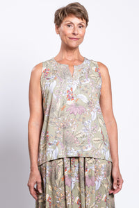 Scarlette Tank, Khaki Primavera, Linen Bamboo