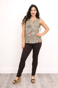 Scarlette Tank, Khaki Primavera, Linen Bamboo