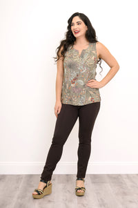 Scarlette Tank, Khaki Primavera, Linen Bamboo