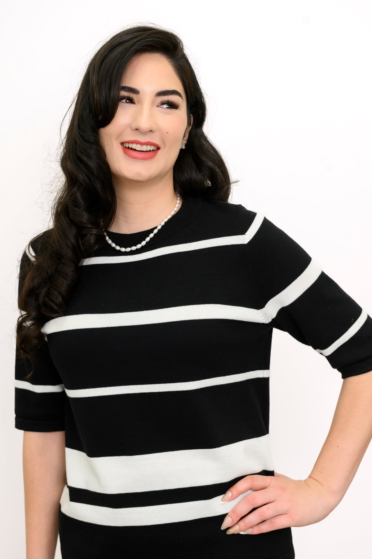 Pull Serena, Rayures Nuit, Coton