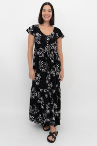 Sharpie Long Dress, Black Tumble