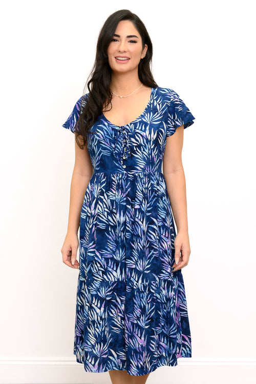 Sharpie Long Dress, Violet Leaves