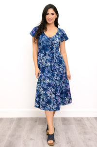 Robe longue Sharpie, feuilles violettes