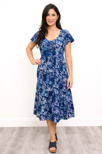 Robe longue Sharpie, feuilles violettes