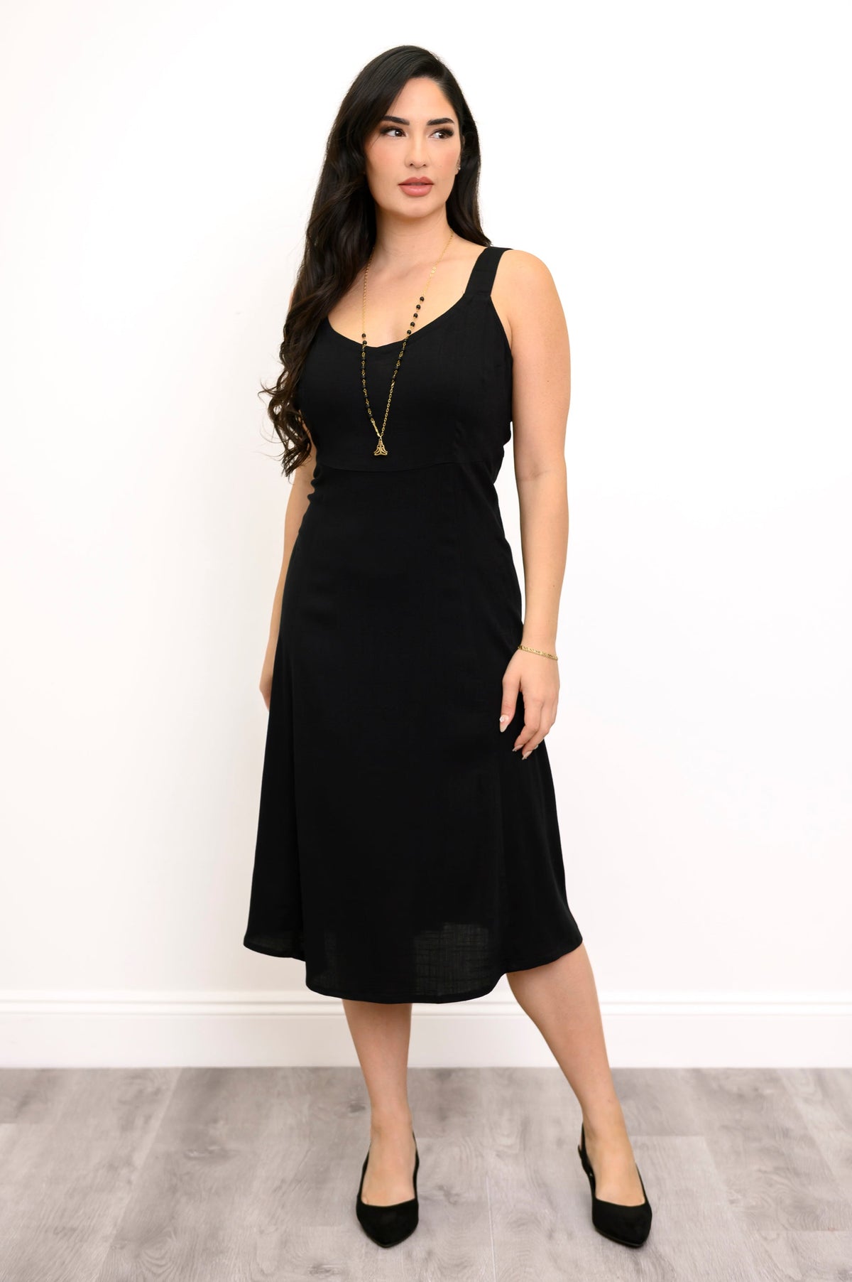 Shauna Dress, Black, Linen Bamboo