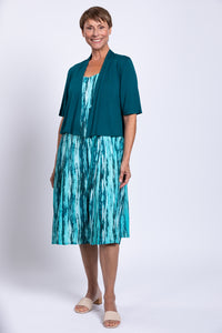 Shauna Dress, Teal Tie Dye, Linen Bamboo