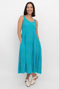 Shauna Dress, Turq Polka