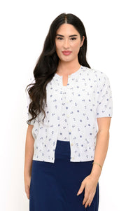 Gilet Shen, ancre blanche, coton