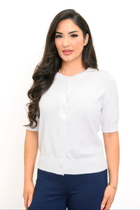 Shen Cardigan, White, Cotton