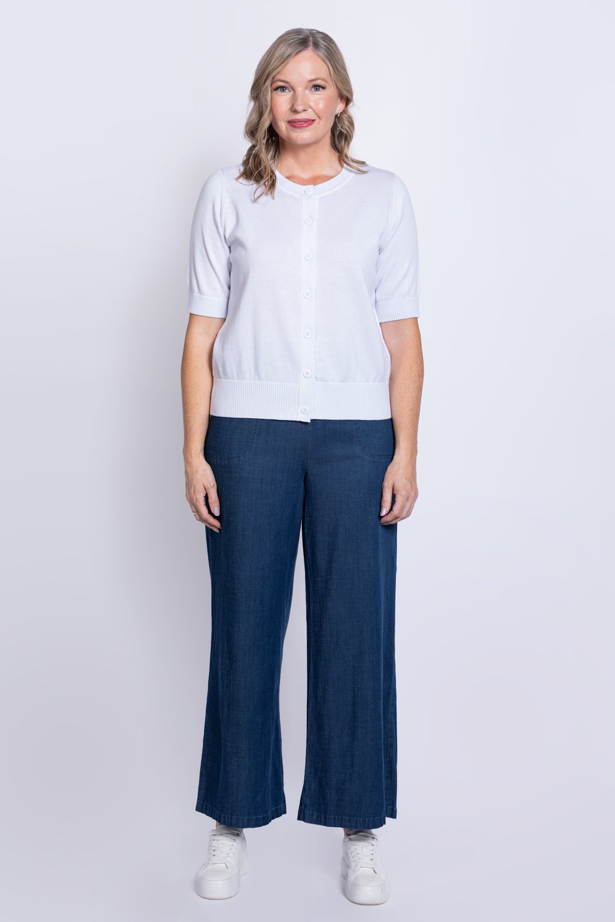 Shen Cardigan, White, Cotton