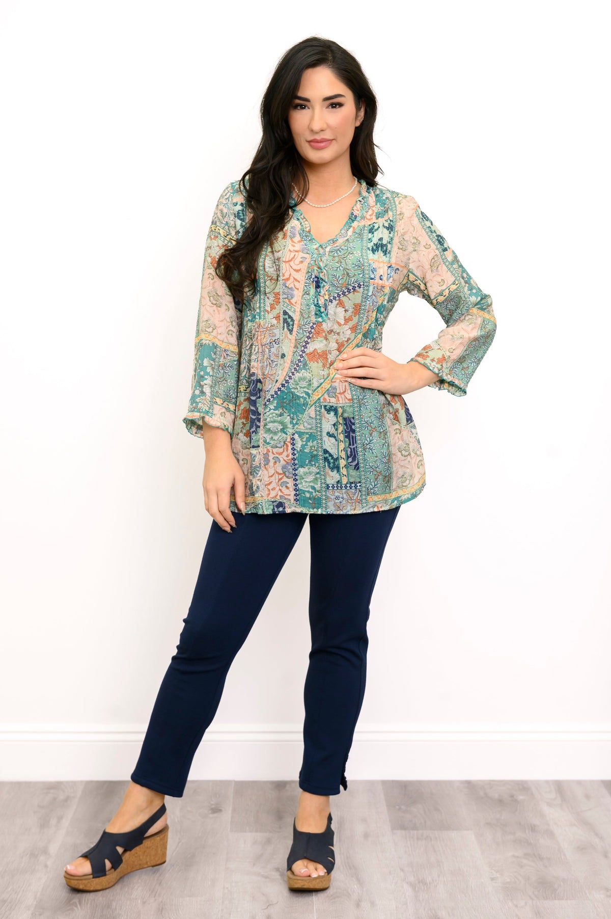 Sherry Top, Vintage Blue
