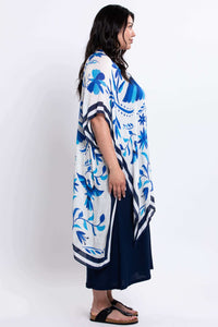 Side profile of model showing the drape of the Darcy Kimono Wrap