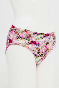 Side view of floral bamboo hipster underwear on mannequin