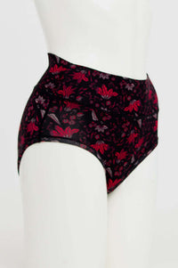 Side view of La Gaunche Classic Floral Brief featuring high waist floral pattern