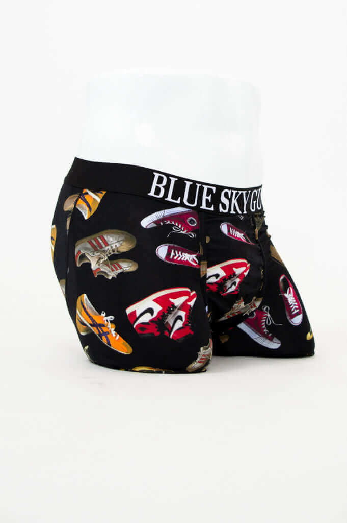 Side view of Middle Man Sneaker Print Underwear showing sneaker illustrations and supportive fit