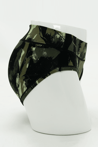 Side view of camouflage bamboo hipster brief on mannequin