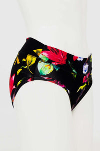 Side angle of floral print hipster underwear on mannequin