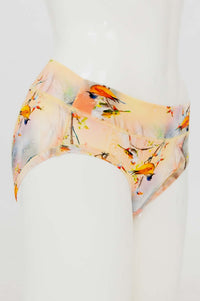 Side view of hipster bamboo underwear with artistic bird design