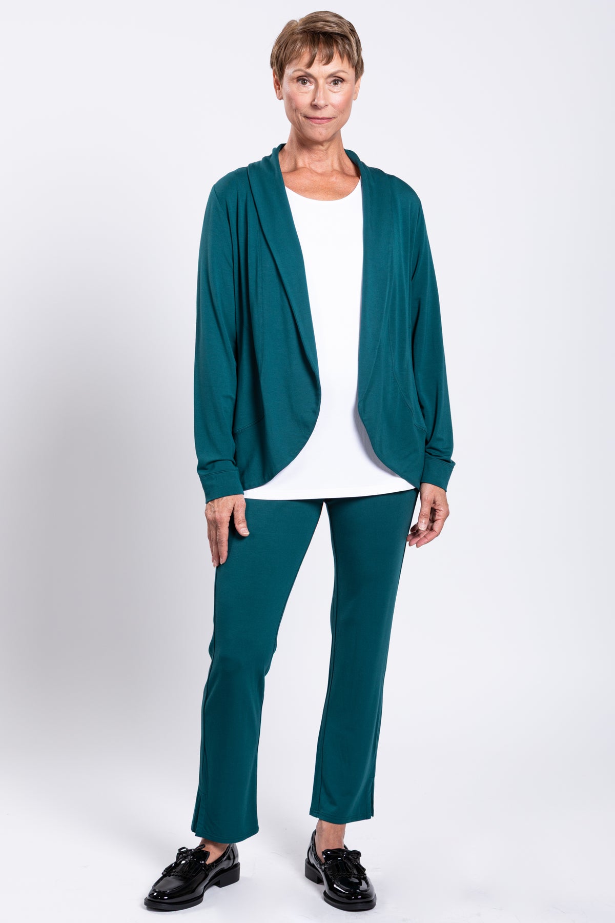 Sarina Pant, Teal, French Terry