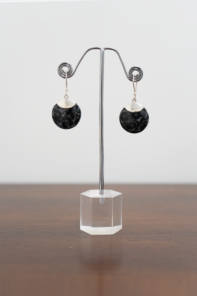 Small Charcoal Grey Shell Earrings