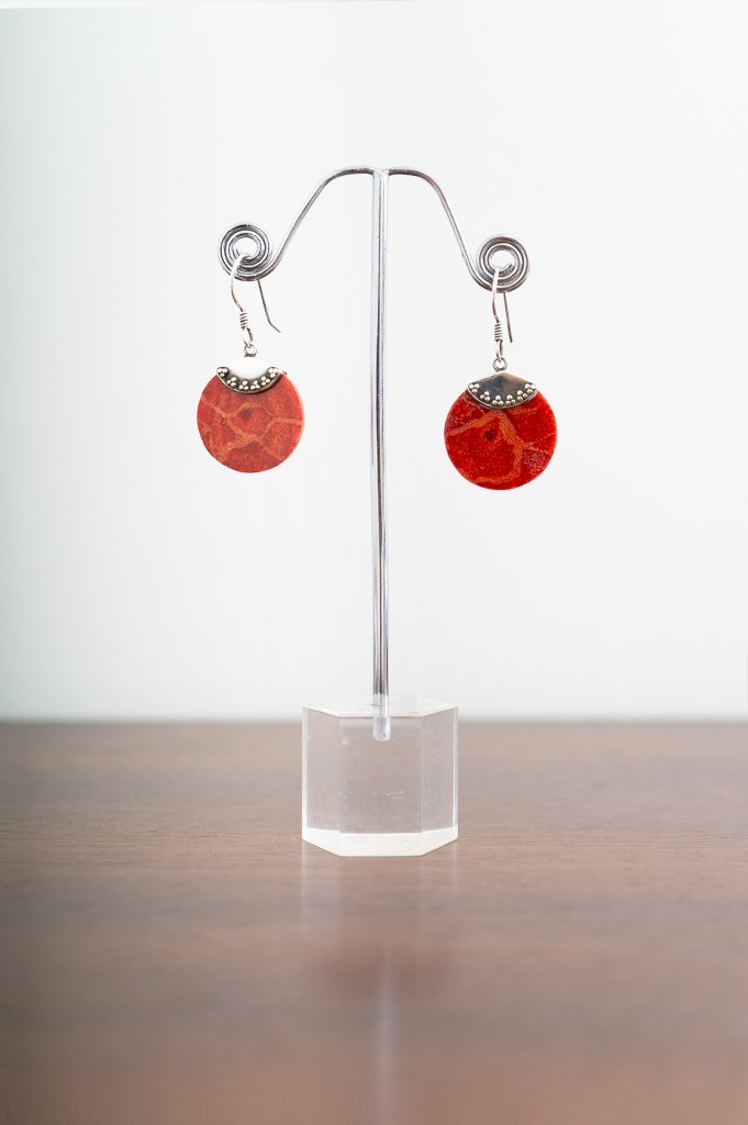 Small Red Shell Earrings