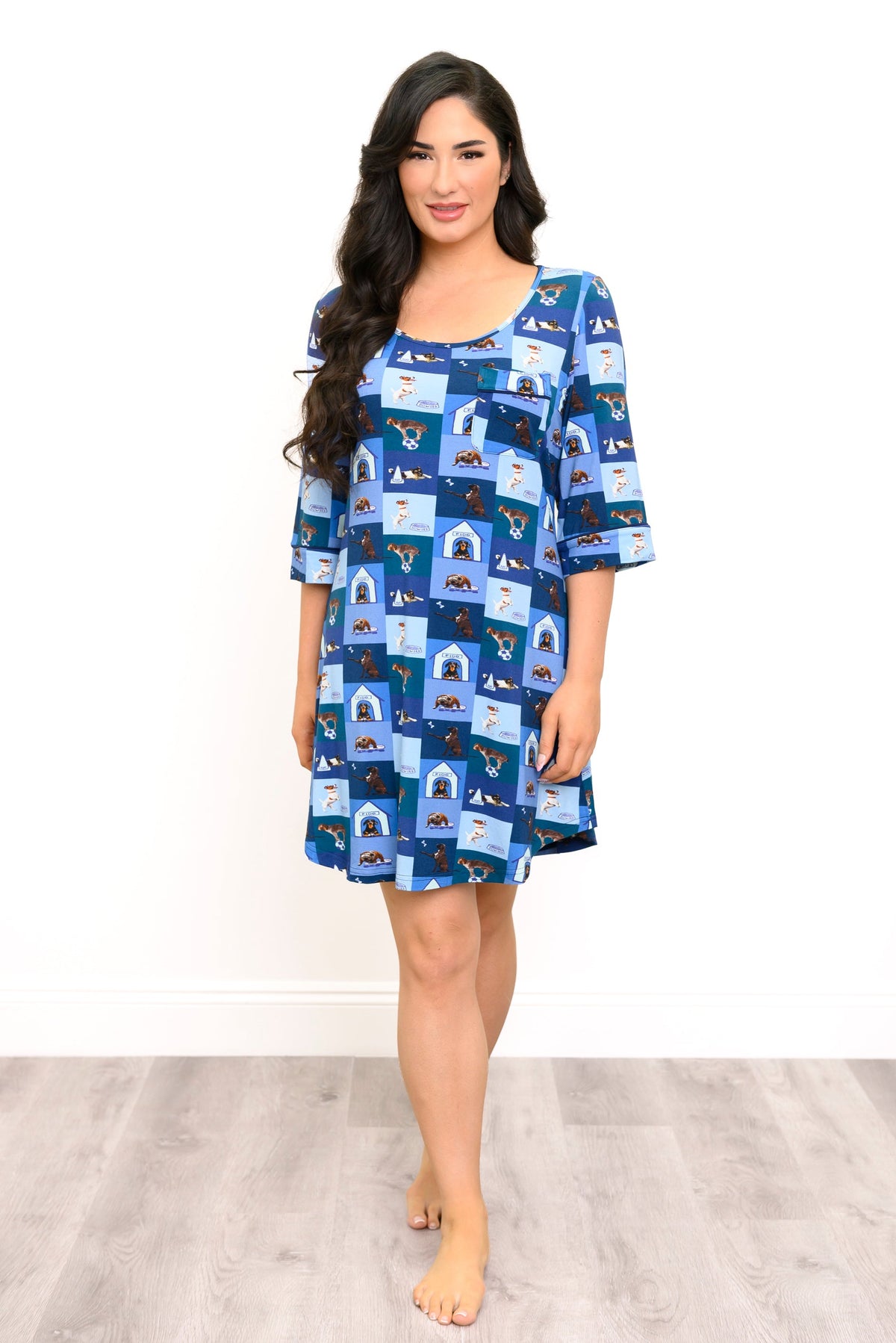 Chemise de nuit Starlight, chien bleu, bambou