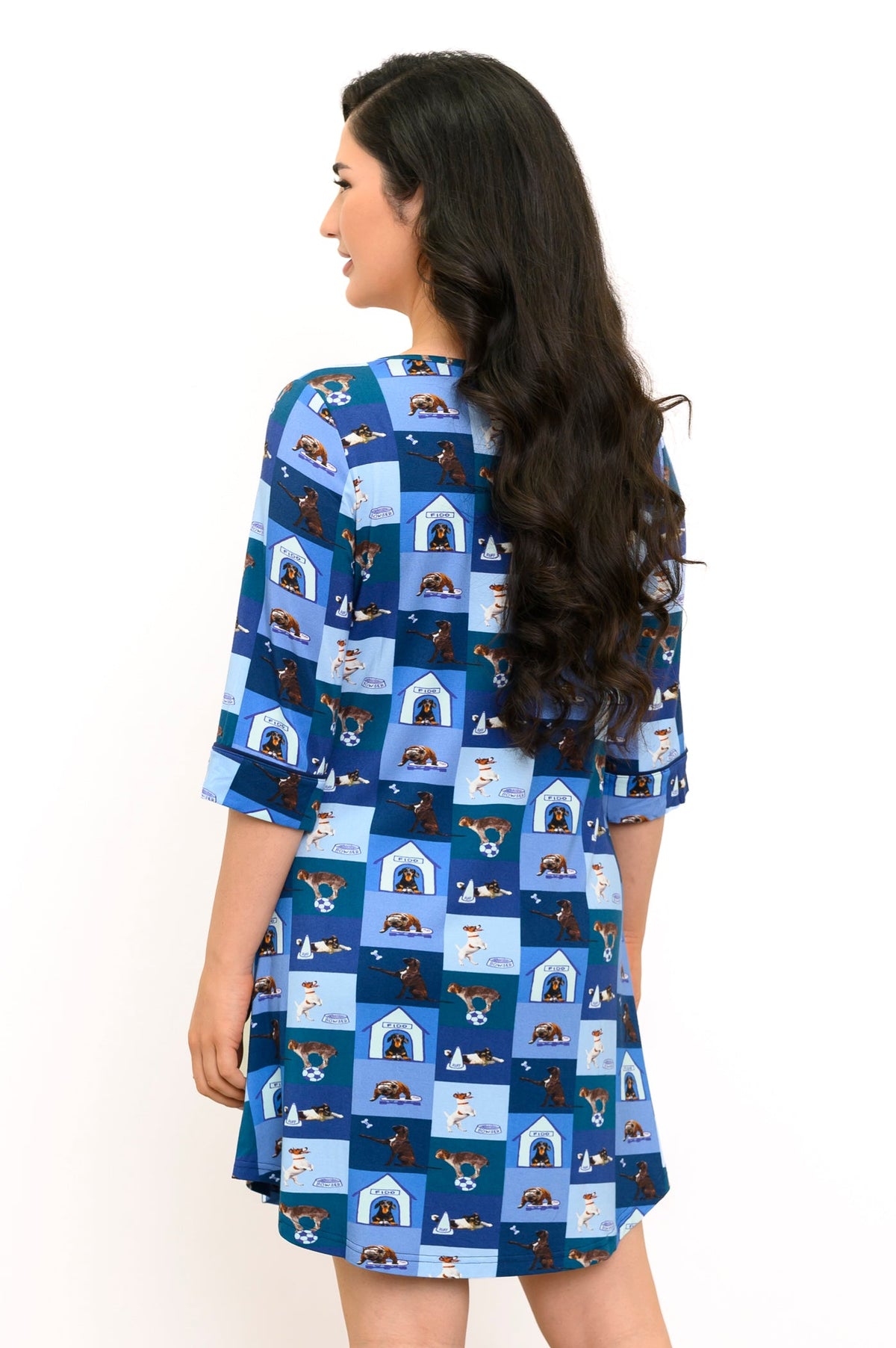 Chemise de nuit Starlight, chien bleu, bambou