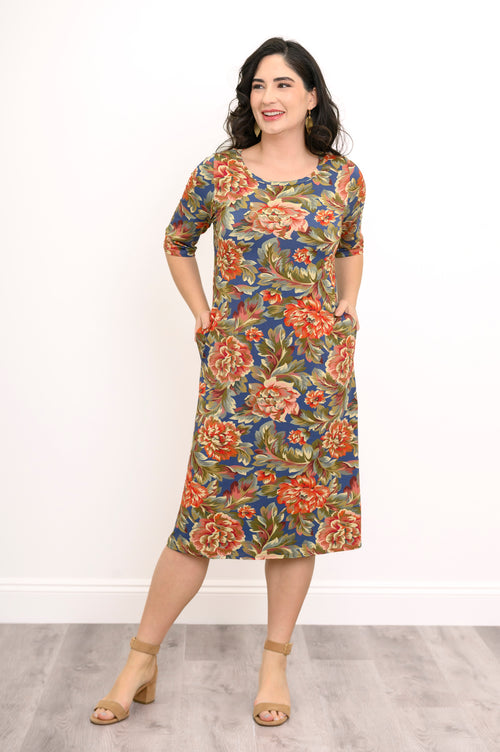 Tee Dress 3/4 Sleeve, Khaki Vintage, Bamboo