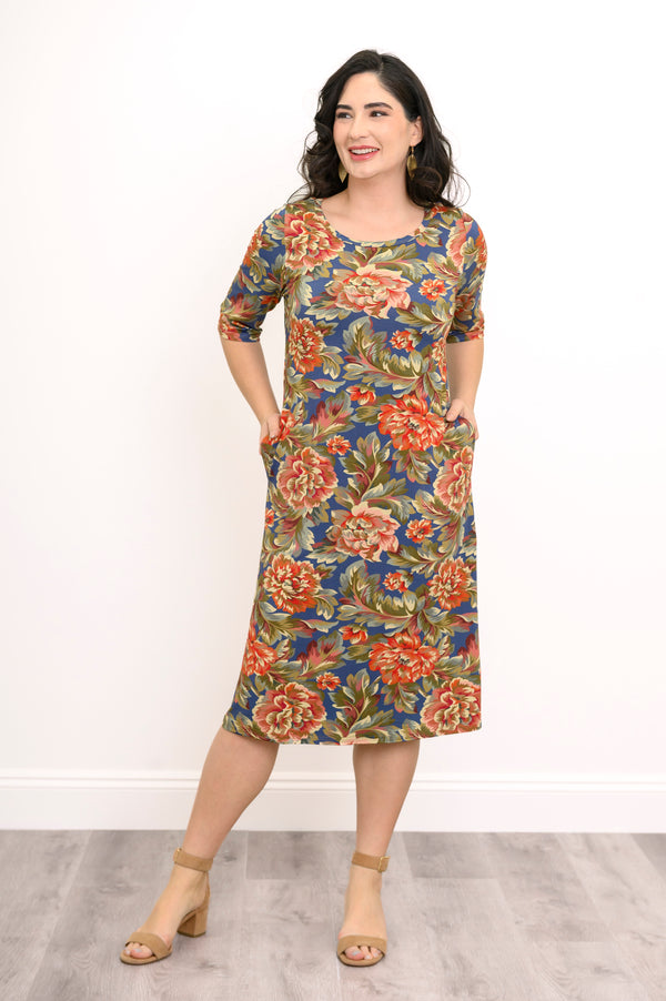 Tee Dress 3/4 Sleeve, Khaki Vintage, Bamboo