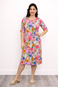 Tee Dress, Pink Bouquet, Bamboo