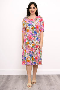 Tee Dress, Pink Bouquet, Bamboo