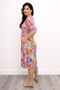 Tee Dress, Pink Bouquet, Bamboo
