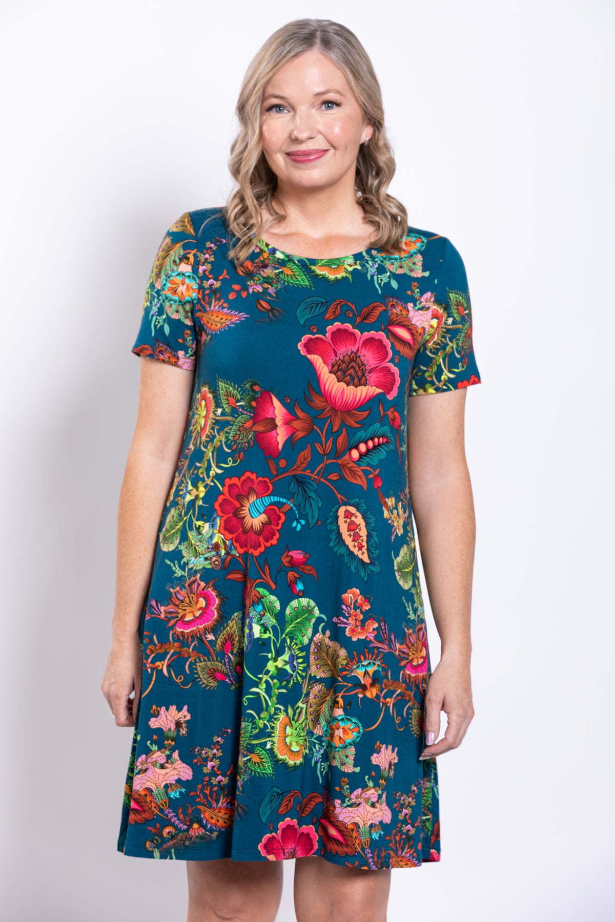 Tee Dress, Teal Fantasy, Bamboo