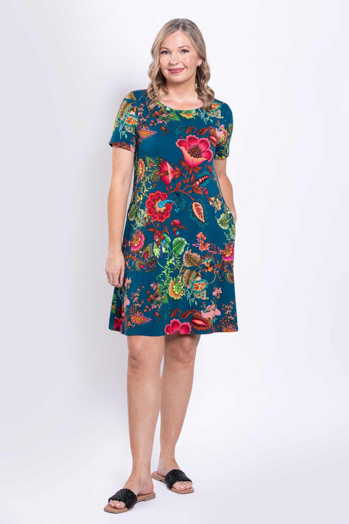 Tee Dress, Teal Fantasy, Bamboo