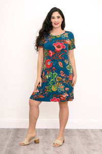 Tee Dress, Teal Fantasy, Bamboo