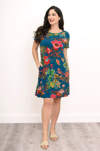 Tee Dress, Teal Fantasy, Bamboo