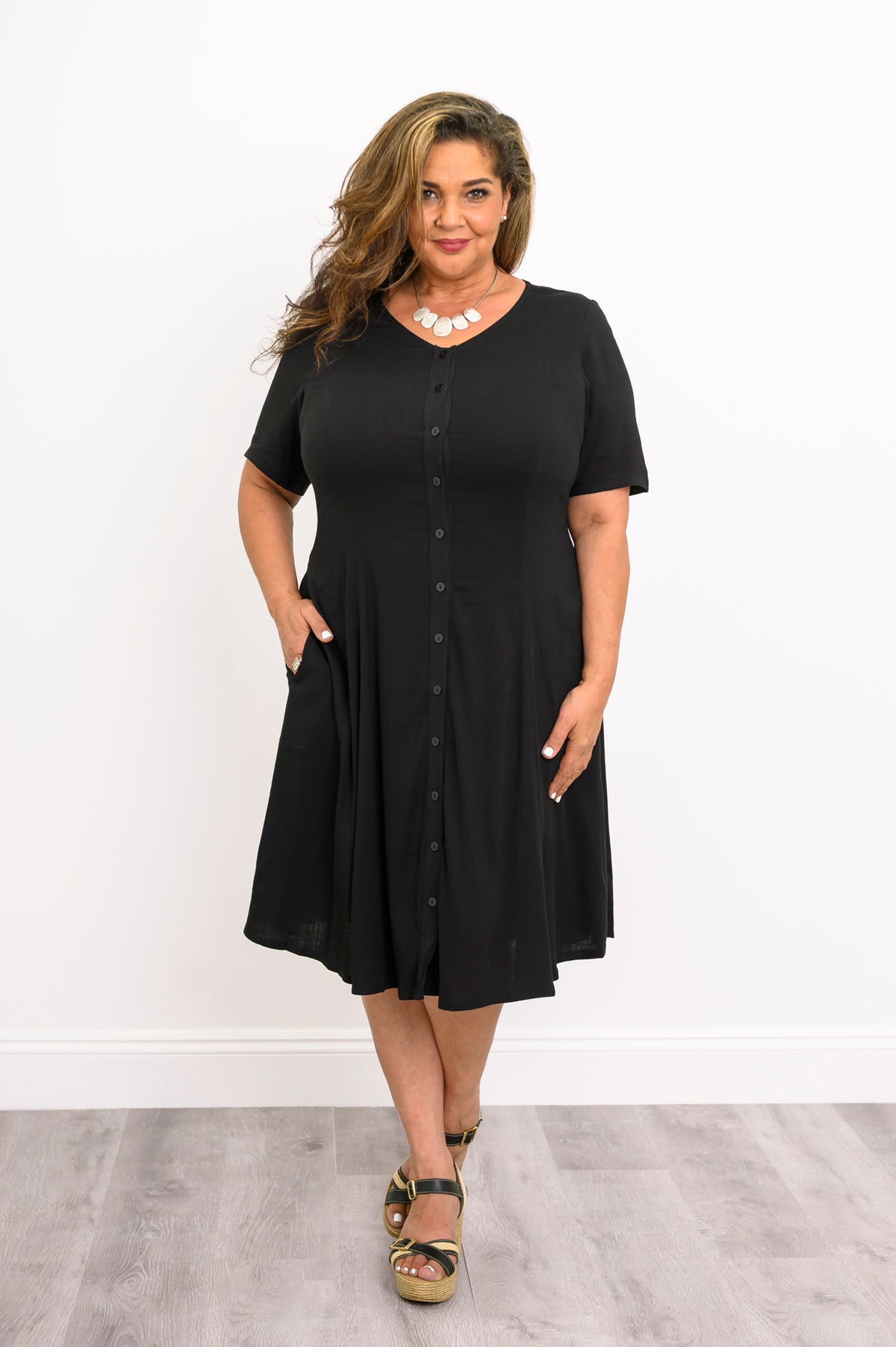 Teresa Dress, Black, Linen Bamboo