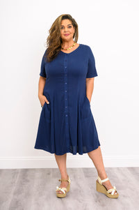 Teresa Dress, Indigo, Linen Bamboo