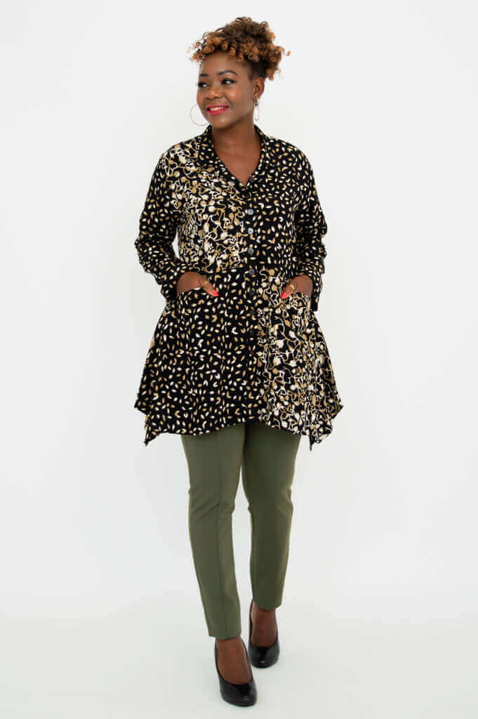Three-quarter front view of Laney Blouse showing both pockets